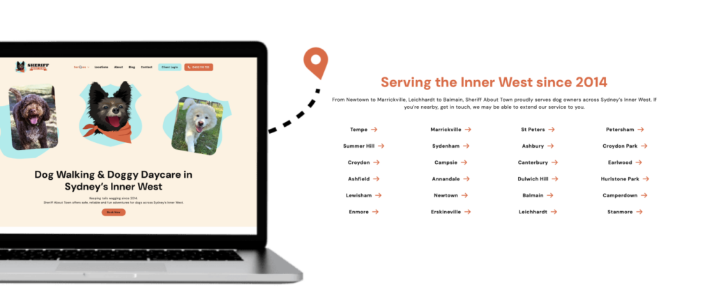 Our digital strategy focused on increasing Sheriff About Town's visibility among people actively searching for dog walking and doggy daycare services in their local area.