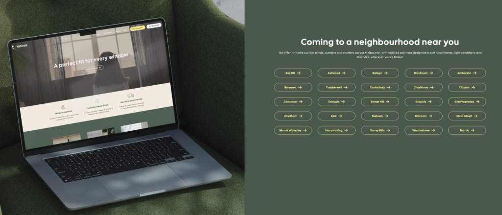 The Tailored website was created by Studio Web Design using our small business website design packages