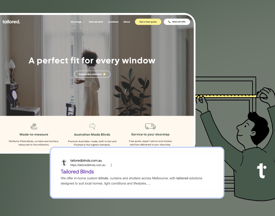 As part of our small business website package we support Tailored Blinds with marketing and SEO